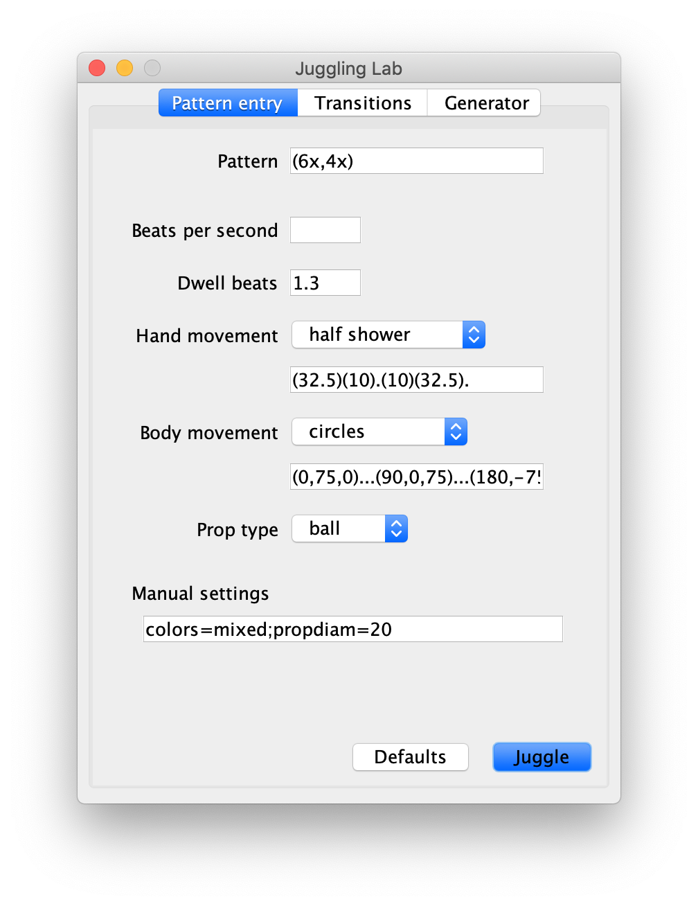 siteswap panel screenshot